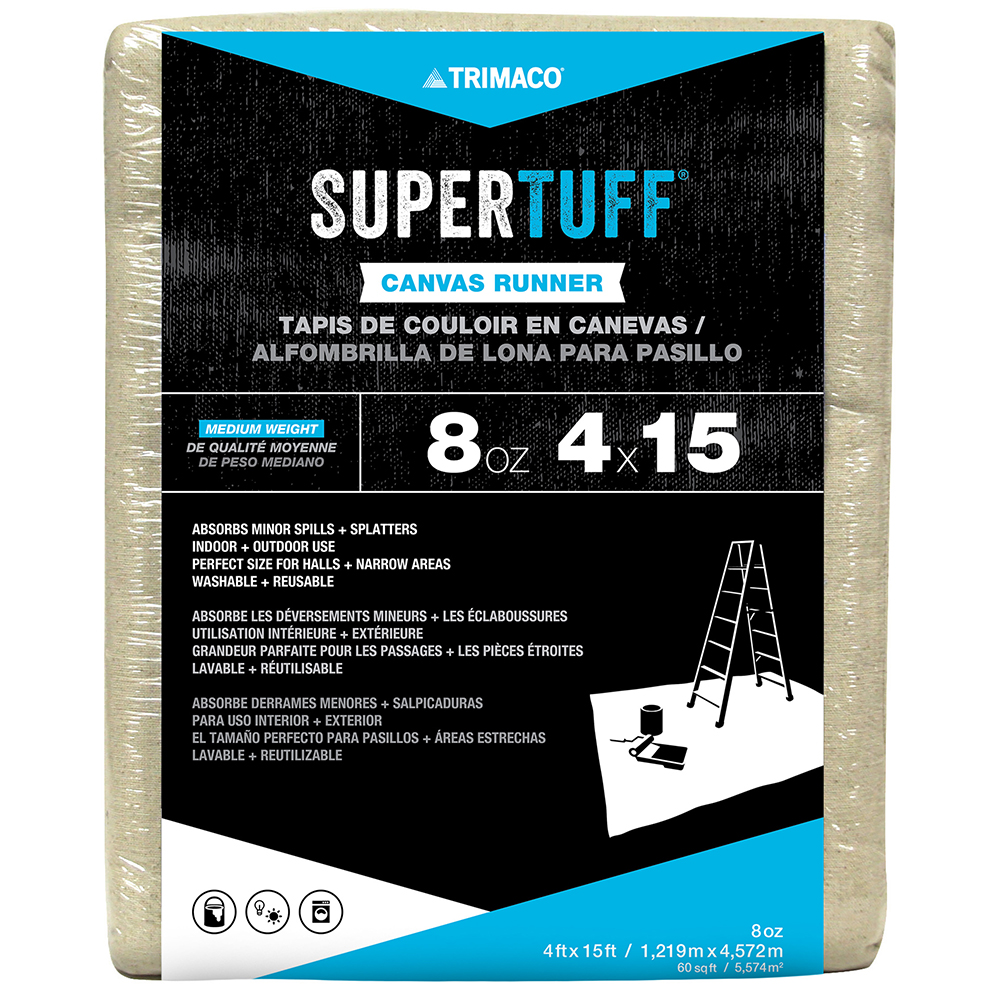 4′ x 15′ Trimaco 58908 SuperTuff Canvas Dropcloth, 8 Oz.